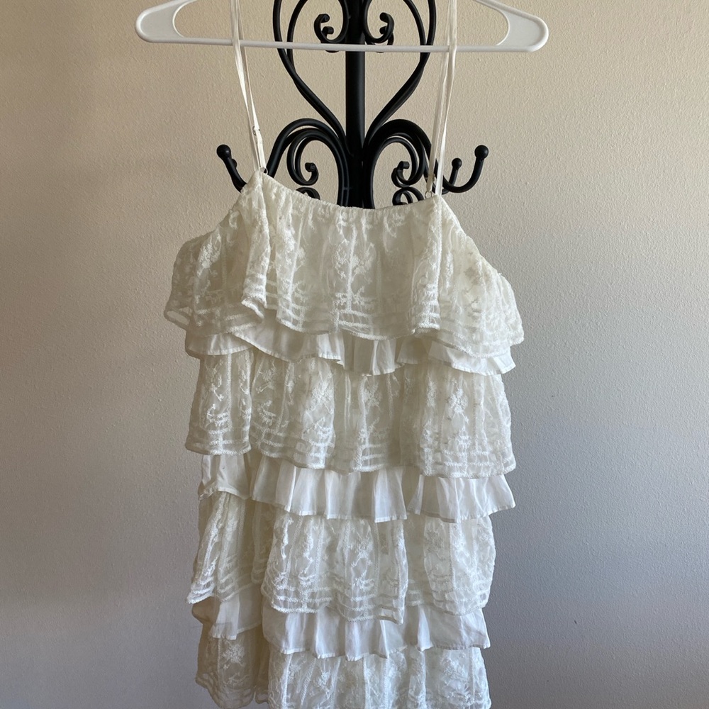 Bundle Zara White Tiered Lace & black shirt & jeans